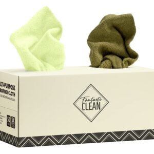50 Pack Microfiber Rag in a Box with 2 Holes (Olive Green and Light Green)
