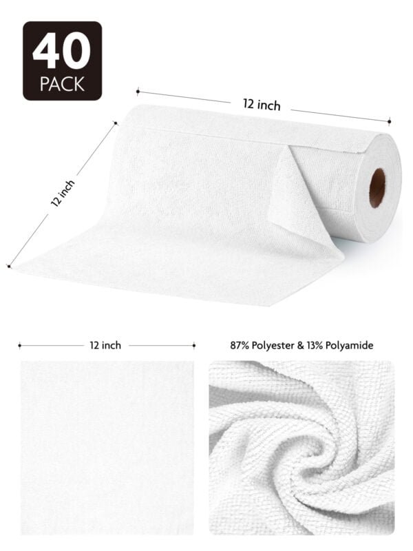 40 Pack Tear-Away Microfiber Roll（White） - Image 5