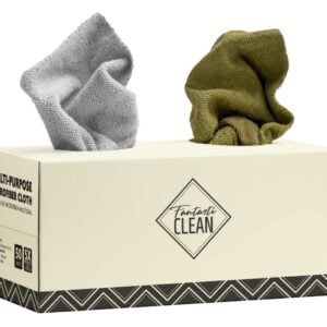 50 Pack Microfiber Rag in a Box with 2 Holes (Olive Green and Grey)