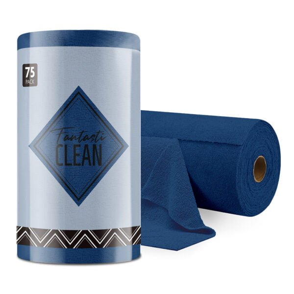 75 Pack Tear-Away Microfiber Roll（Navy Blue）