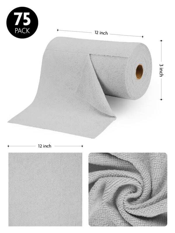 75 Pack Tear-Away Microfiber Roll（Grey） - Image 2