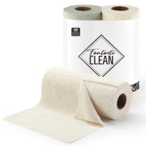 40 Pack 2 Rolls Tear-Away Microfiber Cloth（Beige and Mossgreen）