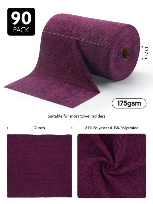 90 Pack Tear-Away Microfiber Roll（Deep Purple） - Image 2