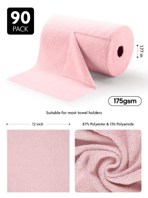 90 Pack Tear-Away Microfiber Roll（Pink） - Image 4