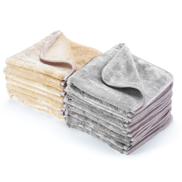 Coral Fleece 700GSM 12pcs Microfiber Cleaning Towels（Grey+Yellow） - Image 7