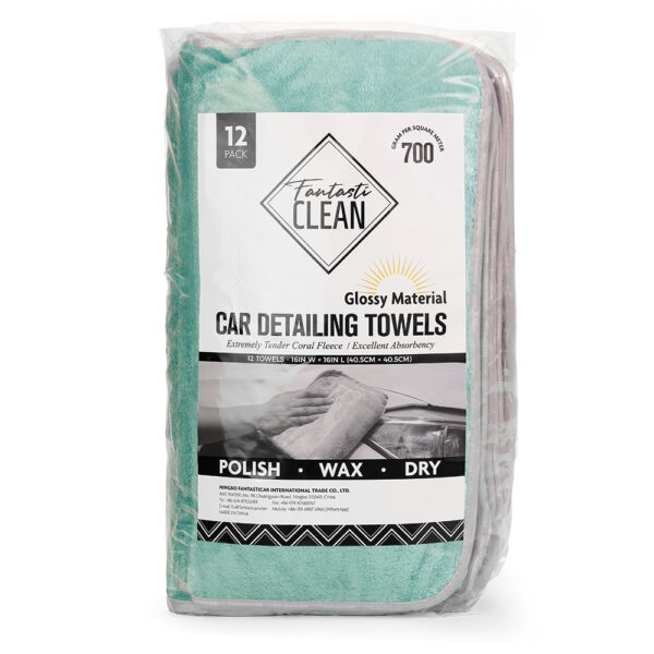 Coral Fleece 700GSM 12pcs Microfiber Cleaning Towels（Grey+Green） - Image 6